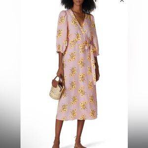 Madewell Floral Midi Sleeved Wrap Dress